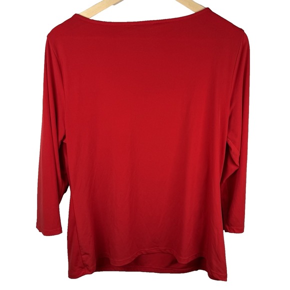 Vintage 00's y2k CARMEN MARC VALVO Red Keyhole Top‎ Blouse Stretch Women XL NEW - Picture 5 of 5